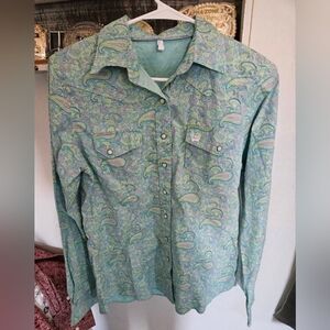 Cinch Green Paisley Women's Top